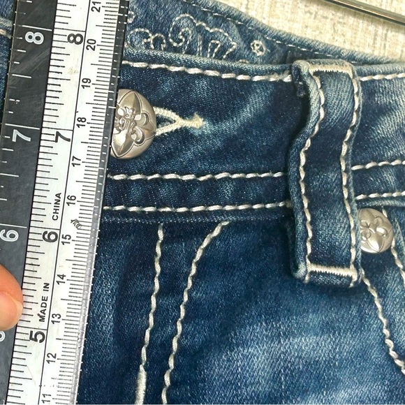 Miss Me Embellished Bedazzled Cropped Capri Blue Jeans with Patchwork 27 - Picture 11 of 11